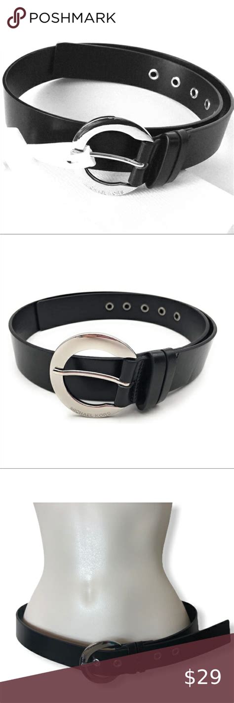 michael kors black belt with silver tone buckle|mk belt size chart.